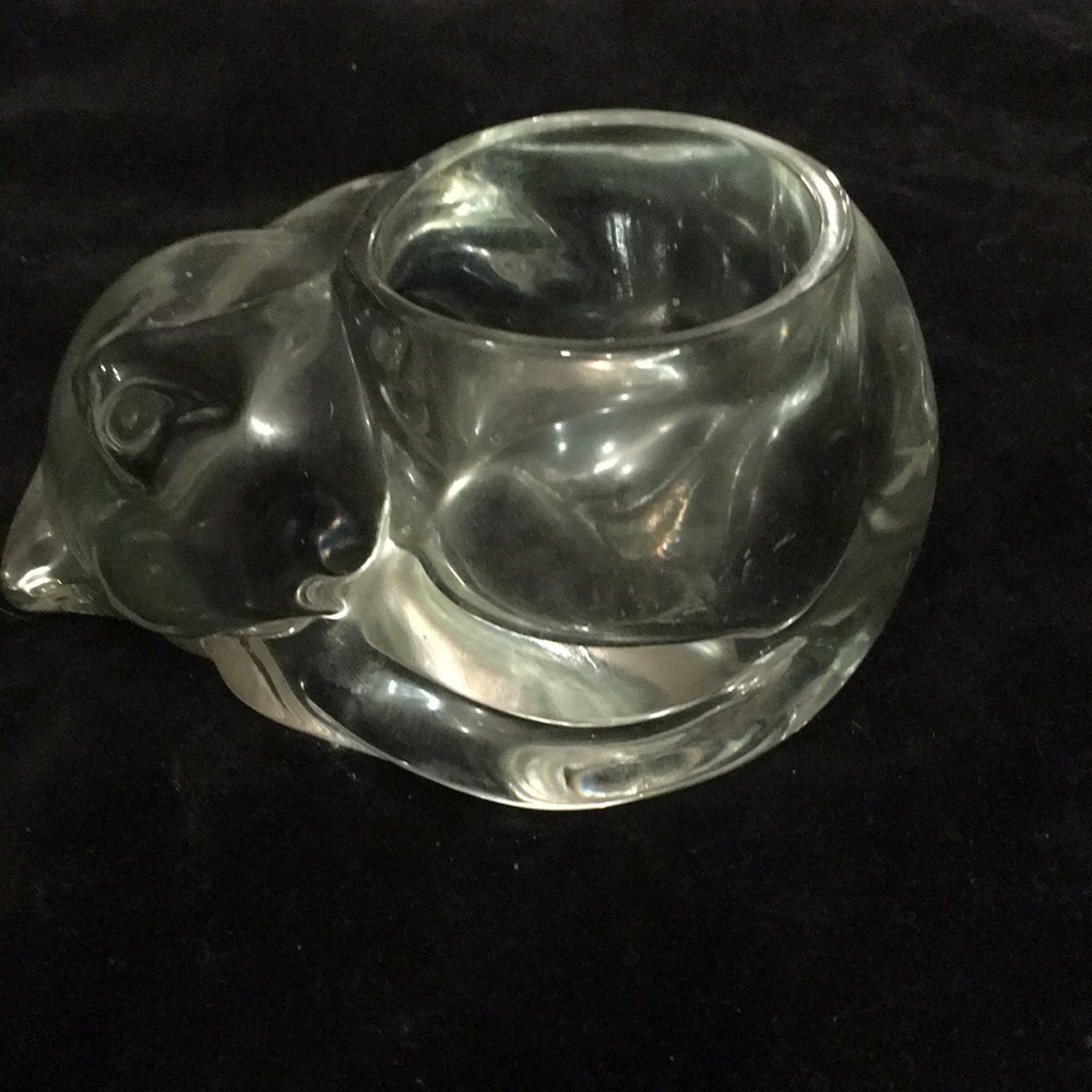Glass Sleeping Cat Candle Holder (L)